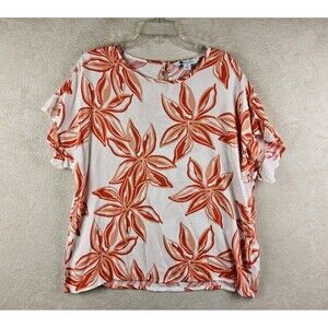 Rockmans Women's Short Ruffle Sleeve Tropical Floral Blouse Top Size 12